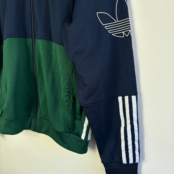 mens Adidas trefoil track jacket M color block blue green Logo spell out street - Picture 3 of 8